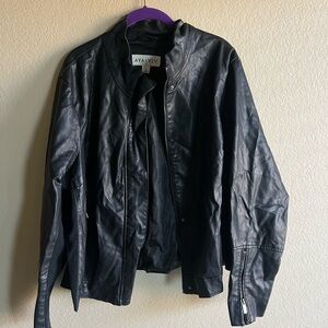 Ava & Viv Black Leather Bomber Jacket
